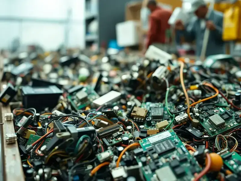 E-waste recycling facility with sorted electronics